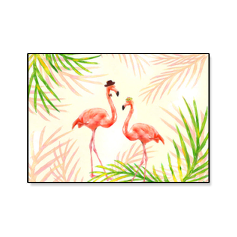 Avtoit | Flamingo Print Painting Tropical Stylish Textured Canvas Wall Art for Dining Room