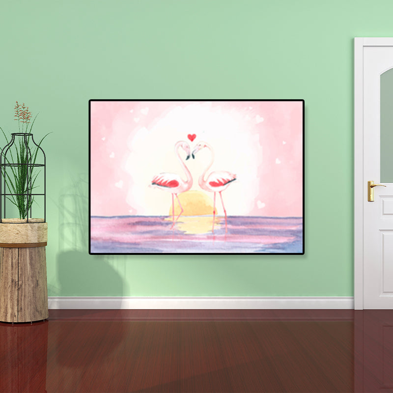 Avtoit | Flamingo Print Painting Tropical Stylish Textured Canvas Wall Art for Dining Room