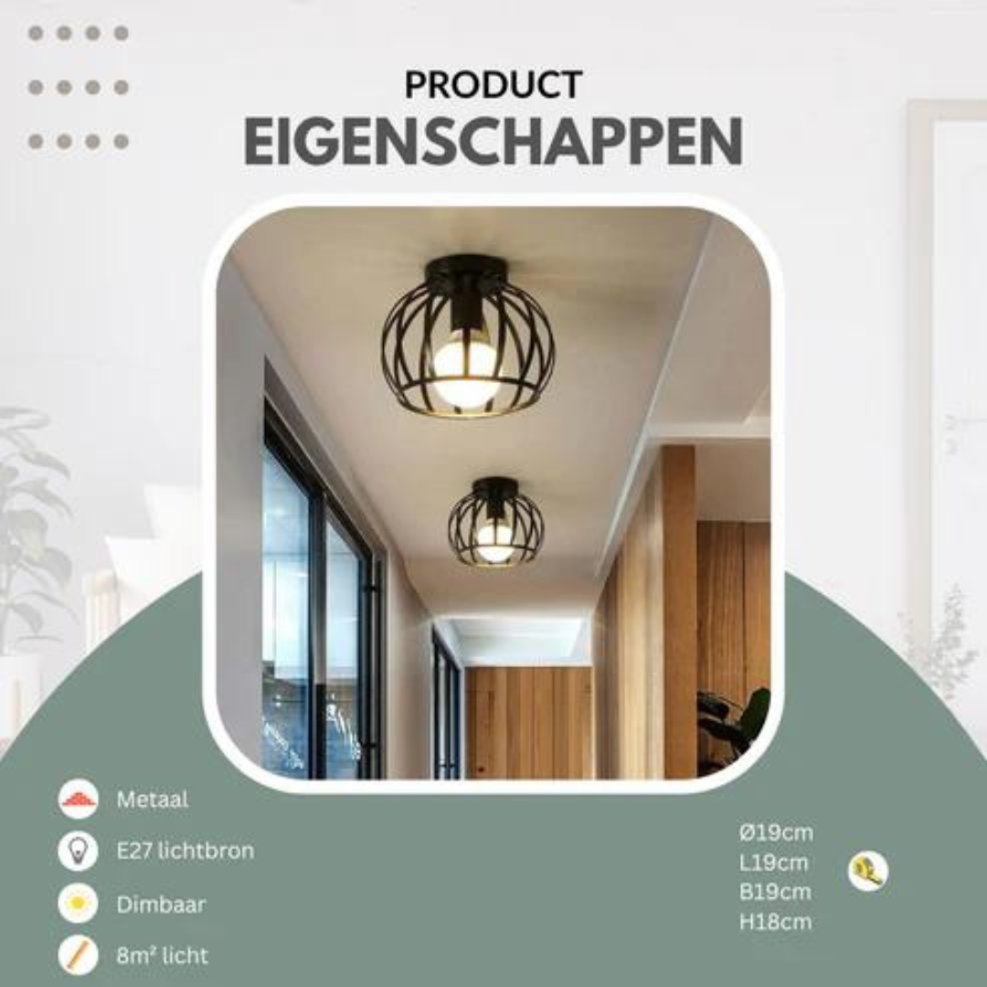 Avtoit | Modern Loft-style Ceiling Lamp with Open Cage Design