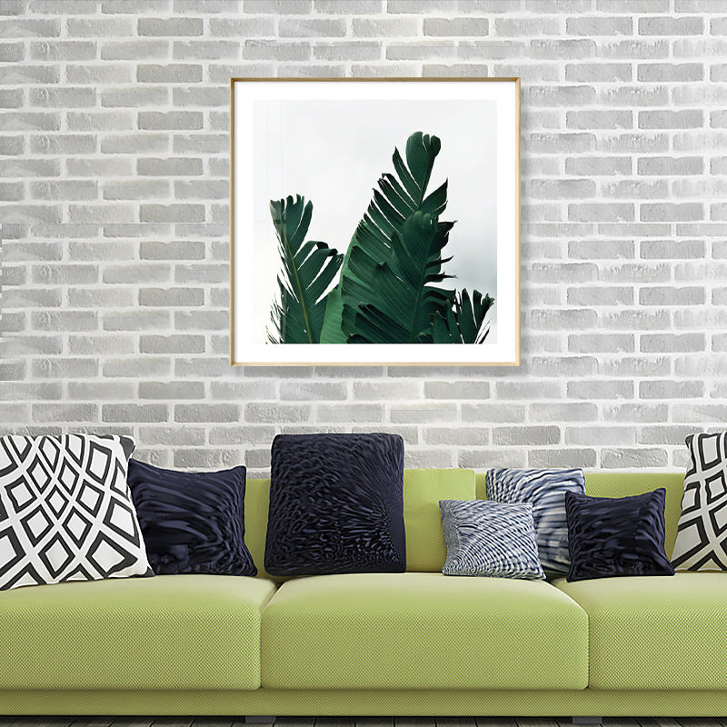 Avtoit | Green Banana Leaves Canvas Print Botanical Tropix Textured Wall Art for the Dining Room