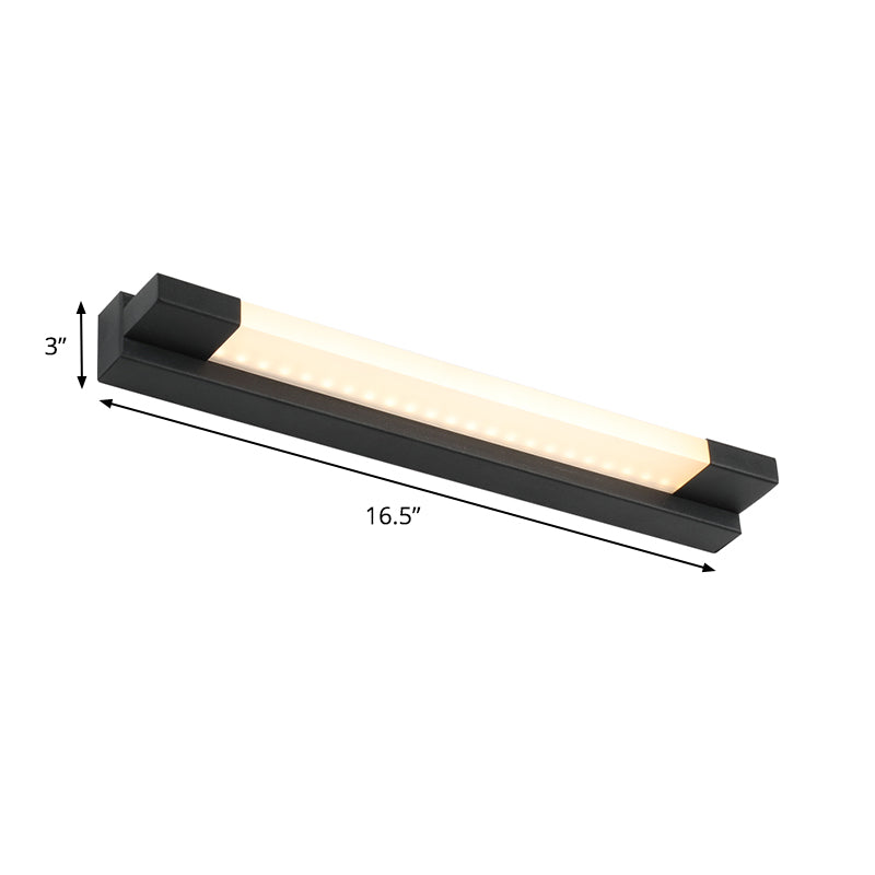 Avtoit | Simple Straight Vanity Mirror Light Metal LED Bathroom Wall Lamp in Black, Warm/White Light