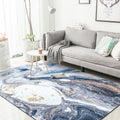 Avtoit | Blue Novelty Carpet Polyester Abstract Carpet Pet Friendly Washable Non-Slip Carpet for the Living Room
