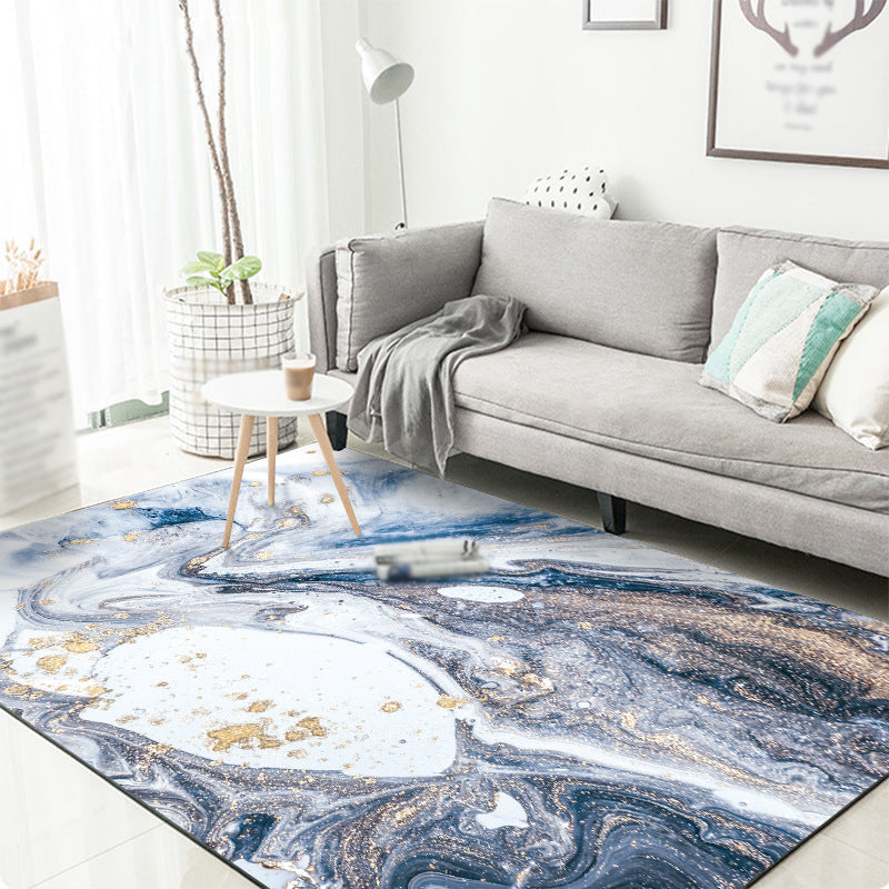 Avtoit | Blue Novelty Carpet Polyester Abstract Carpet Pet Friendly Washable Non-Slip Carpet for the Living Room