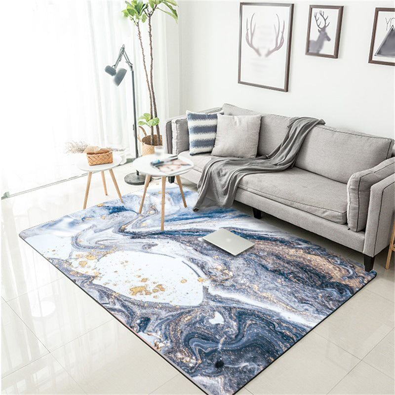 Avtoit | Blue Novelty Carpet Polyester Abstract Carpet Pet Friendly Washable Non-Slip Carpet for the Living Room