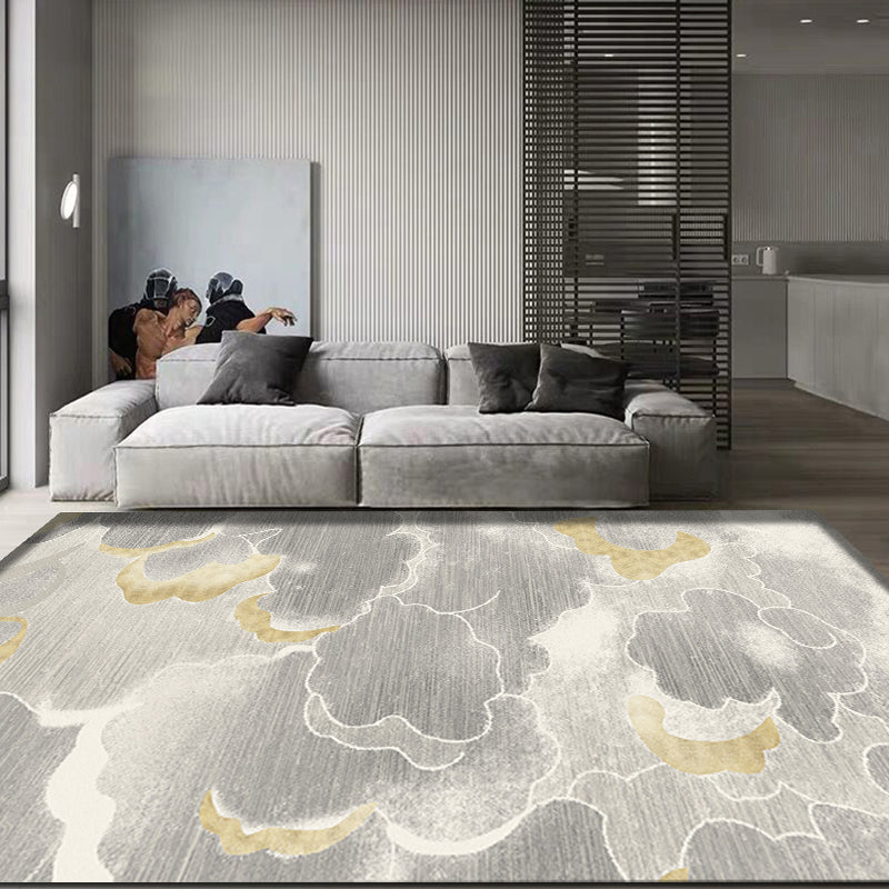 Avtoit | Light Gray Oriental Carpet Polypropylene Cloud Pattern Carpet Pet Friendly Washable Non-Slip Carpet for the Kids' Room