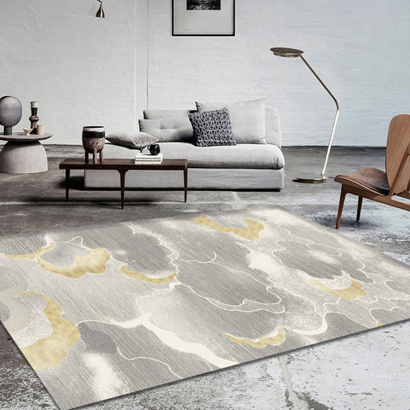 Avtoit | Light Gray Oriental Carpet Polypropylene Cloud Pattern Carpet Pet Friendly Washable Non-Slip Carpet for the Kids' Room