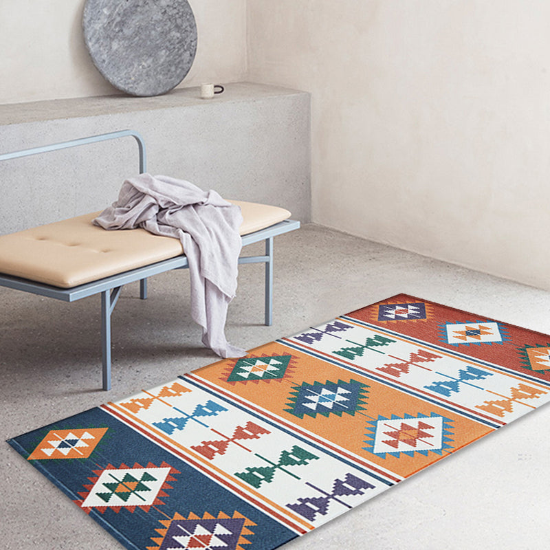 Avtoit | Unique Tribal Striped Pattern Rug Multicolor Southwest Rug Cotton Washable Non-Slip Pet-Friendly Rug for the Living Room