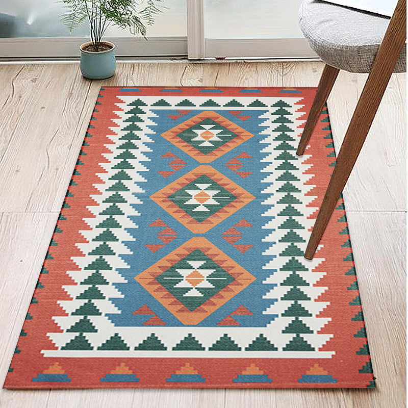 Avtoit | Unique Tribal Striped Pattern Rug Multicolor Southwest Rug Cotton Washable Non-Slip Pet-Friendly Rug for the Living Room
