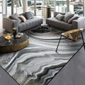 Avtoit | Modernist Decorative Rug Black Abstract Rug Polyester Washable Non-Slip Pet-Friendly Rug