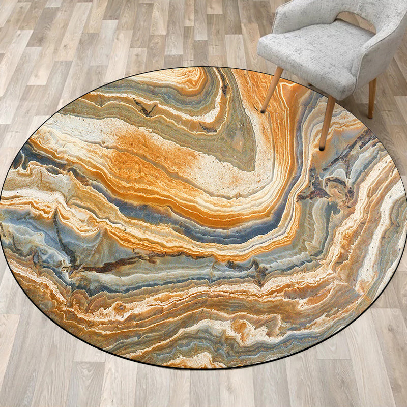 Avtoit | Funky Swirl Stripe Pattern Rug Brown Modern Rug Polyester Pet-Friendly Washable Non-Slip Area Rug for Decoration