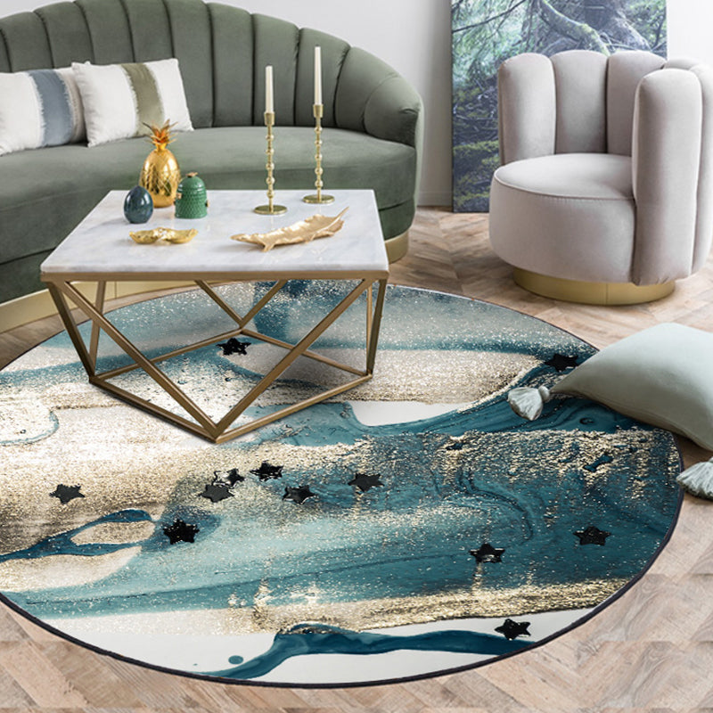 Avtoit | Blue industrial carpet polyester abstract star pattern carpet pet-friendly washable non-slip carpet for the bedroom