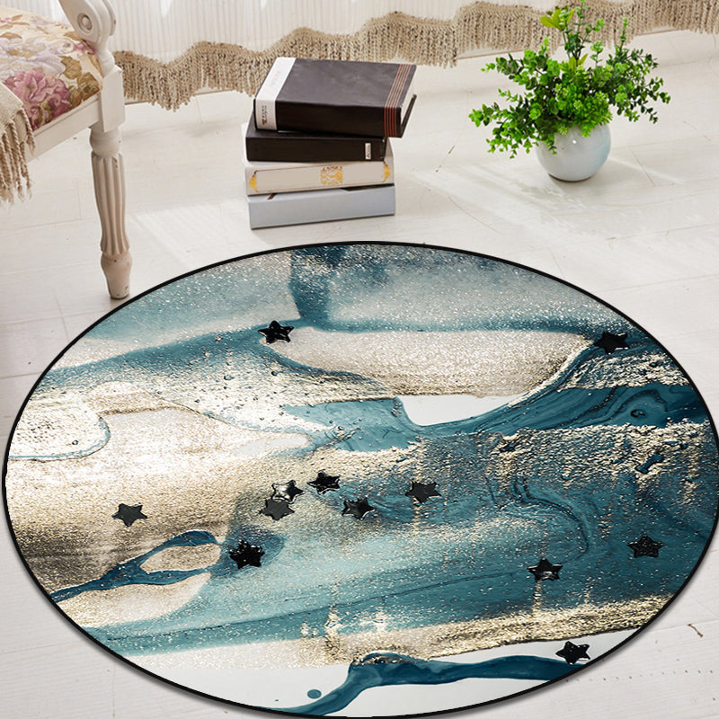 Avtoit | Blue industrial carpet polyester abstract star pattern carpet pet-friendly washable non-slip carpet for the bedroom