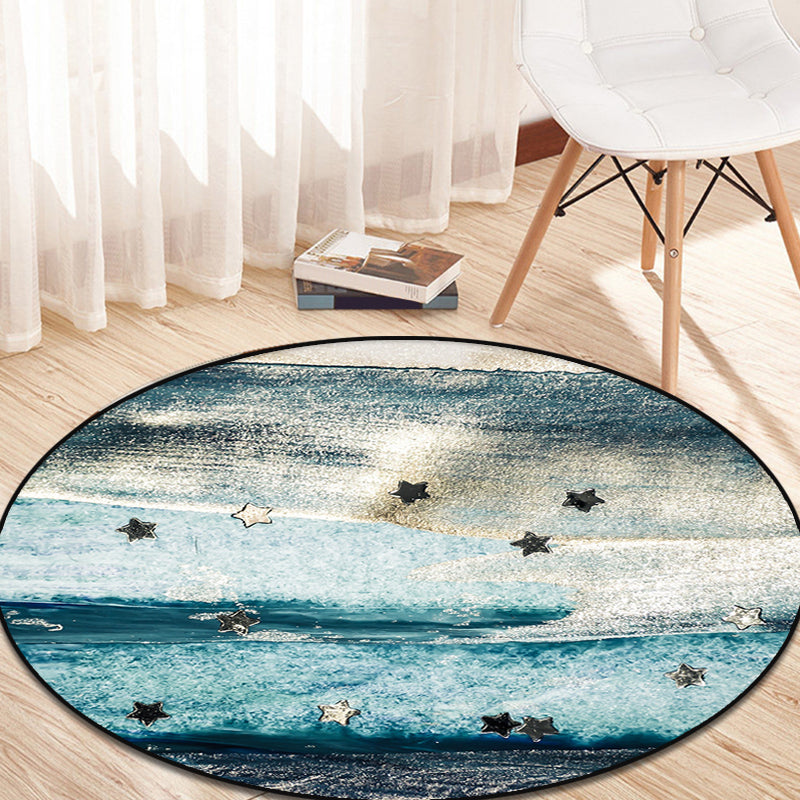 Avtoit | Blue industrial carpet polyester abstract star pattern carpet pet-friendly washable non-slip carpet for the bedroom
