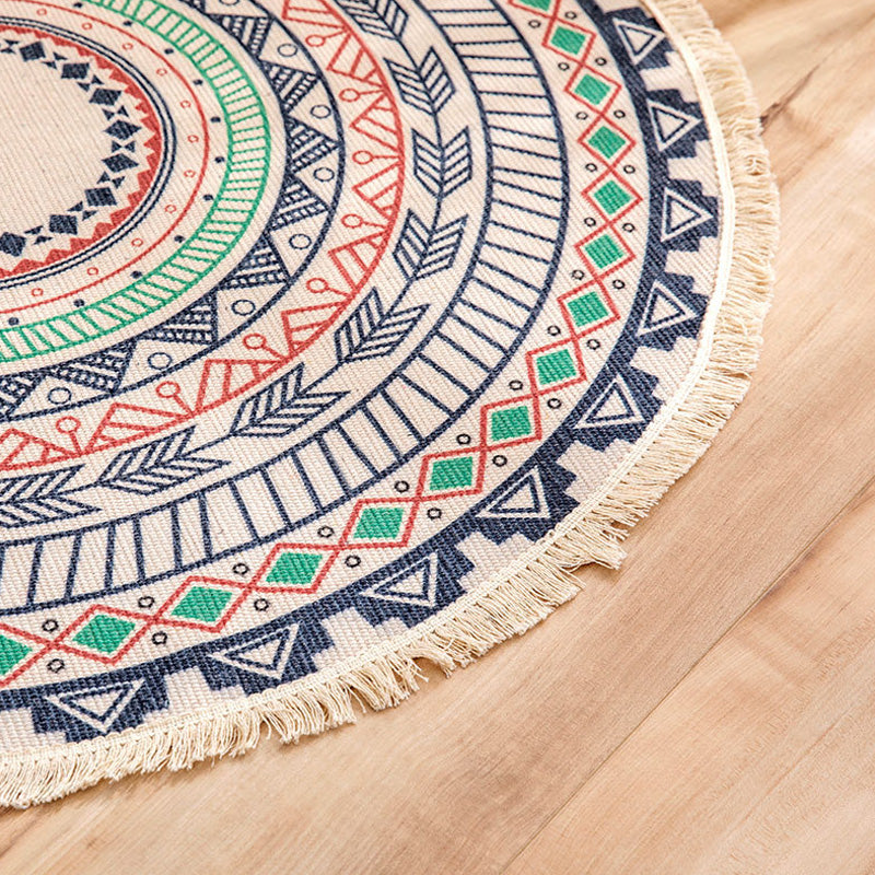 Avtoit | Moroccan Tribal Flower Pattern Carpet Multicolor Linen Carpet Non-Slip Pet-Friendly Washable Carpet for Bedroom