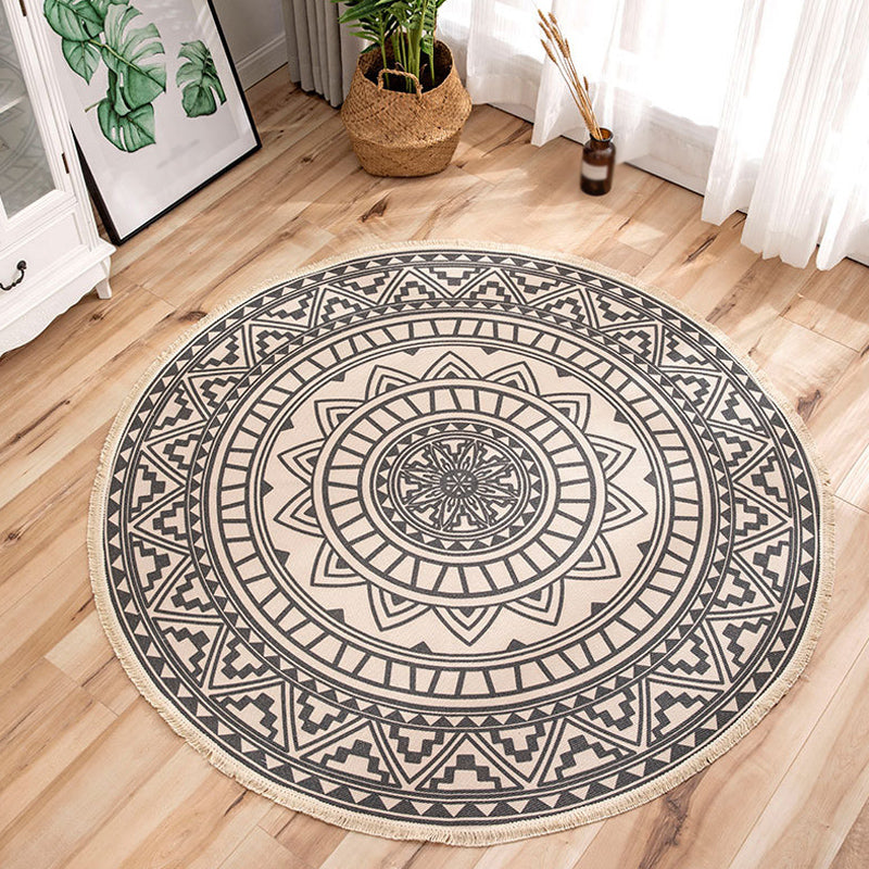 Avtoit | Moroccan Tribal Flower Pattern Carpet Multicolor Linen Carpet Non-Slip Pet-Friendly Washable Carpet for Bedroom