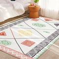 Avtoit | Southwest living rug white tribal geometric patterns rug polyester washable non-slip pet-friendly rug