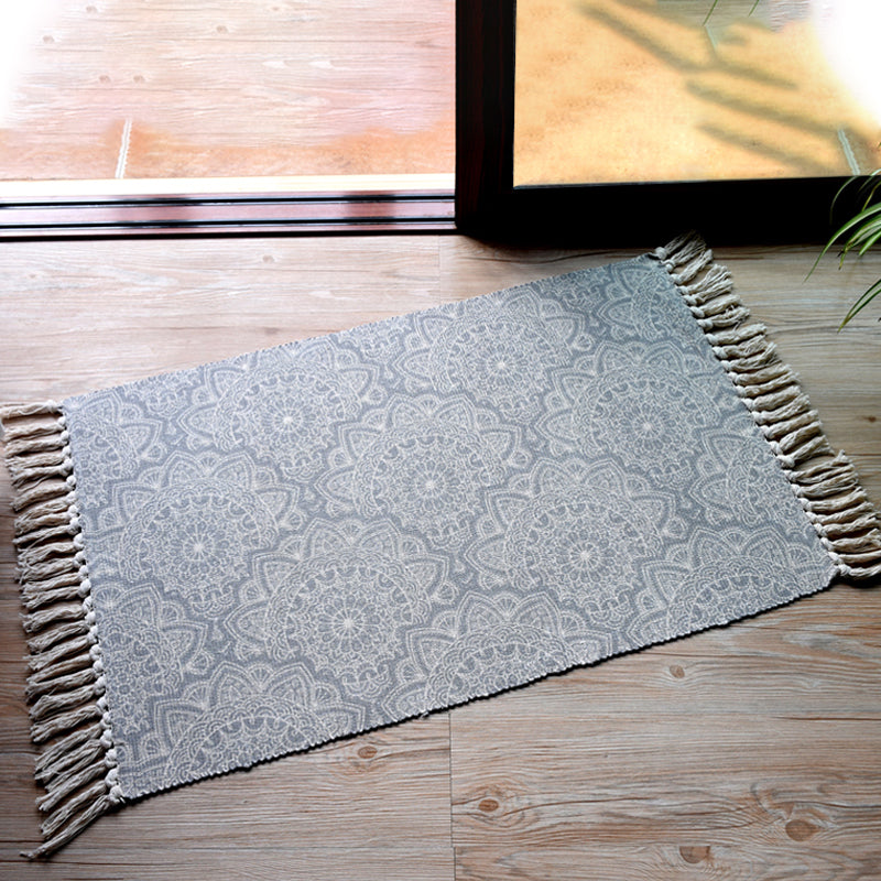 Avtoit | Stylish Tribal Pattern Rug Multicolor Moroccan Rug Cotton Washable Non-Slip Pet-Friendly Rug for Living Room