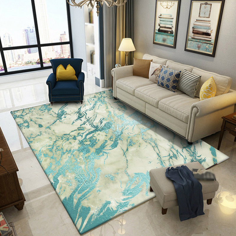 Avtoit | Green Abstract Area Carpet Polyester Modern Carpet Washable Non-slip Background Indoor Carpet for Decoration