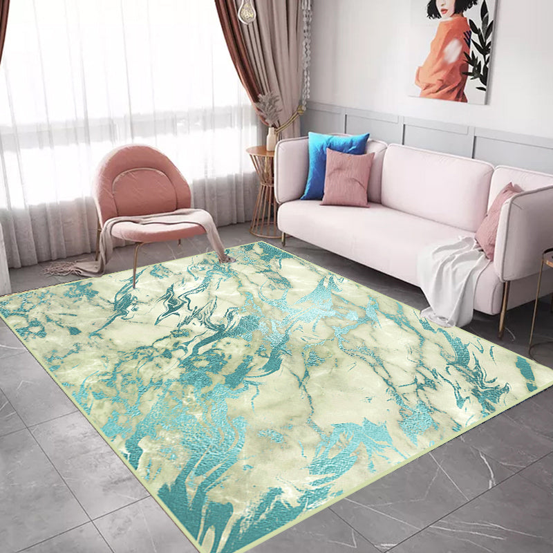 Avtoit | Green Abstract Area Carpet Polyester Modern Carpet Washable Non-slip Background Indoor Carpet for Decoration