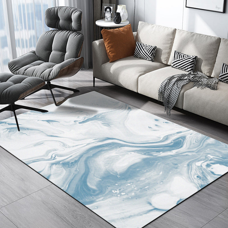 Avtoit | Modernist Decorative Carpet Blue Watercolor Pattern Carpet Polypropylene Washable Non-Slip Pet-Friendly Carpet