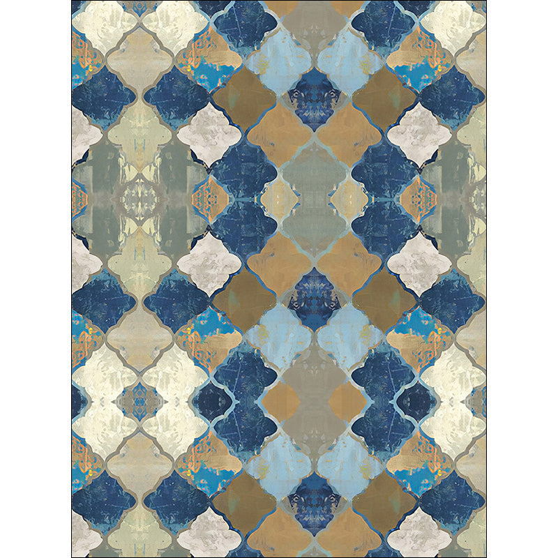 Avtoit | Multicolored Moroccan Carpet Polyester geometric ogee pattern carpet pet-friendly washable non-slip rug for the living room
