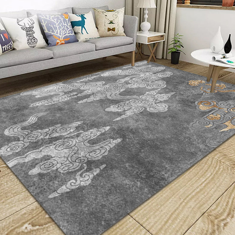 Avtoit | Oriental living room carpet Gray clouds pattern carpet Synthetic Washable Non-slip Pet friendly carpet