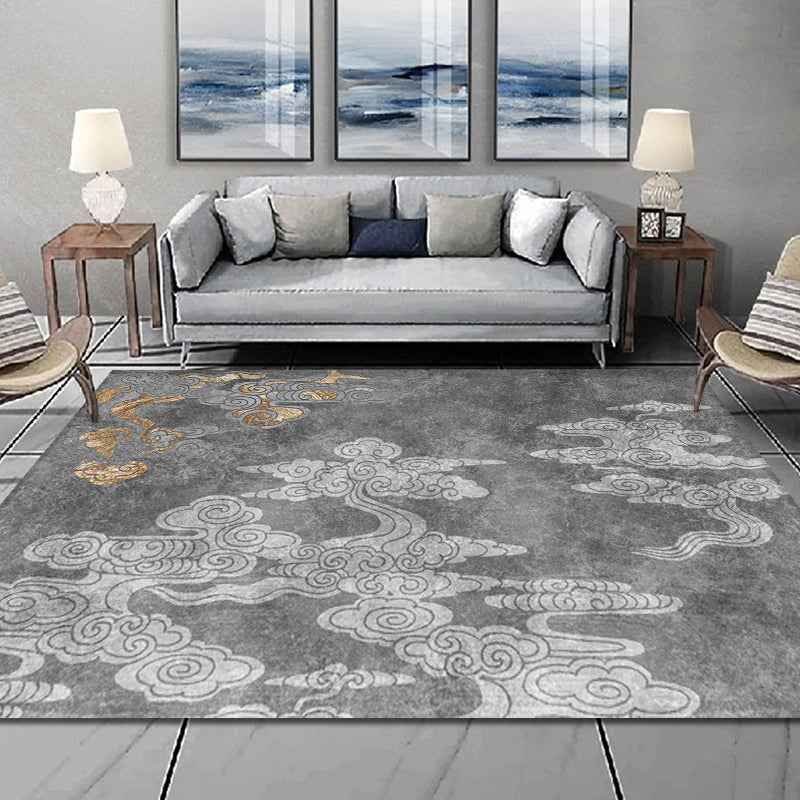 Avtoit | Oriental living room carpet Gray clouds pattern carpet Synthetic Washable Non-slip Pet friendly carpet