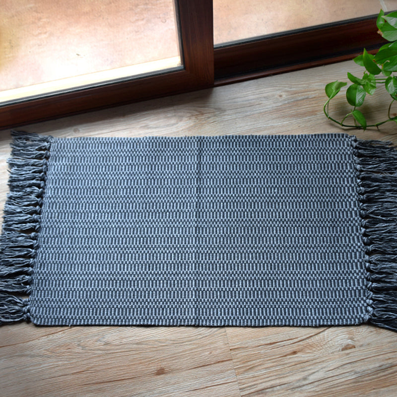 Avtoit | Southwest Tribal Pattern Rug Blue and Black Cotton Rug Non-Slip Pet-Friendly Washable Rug for Living Room