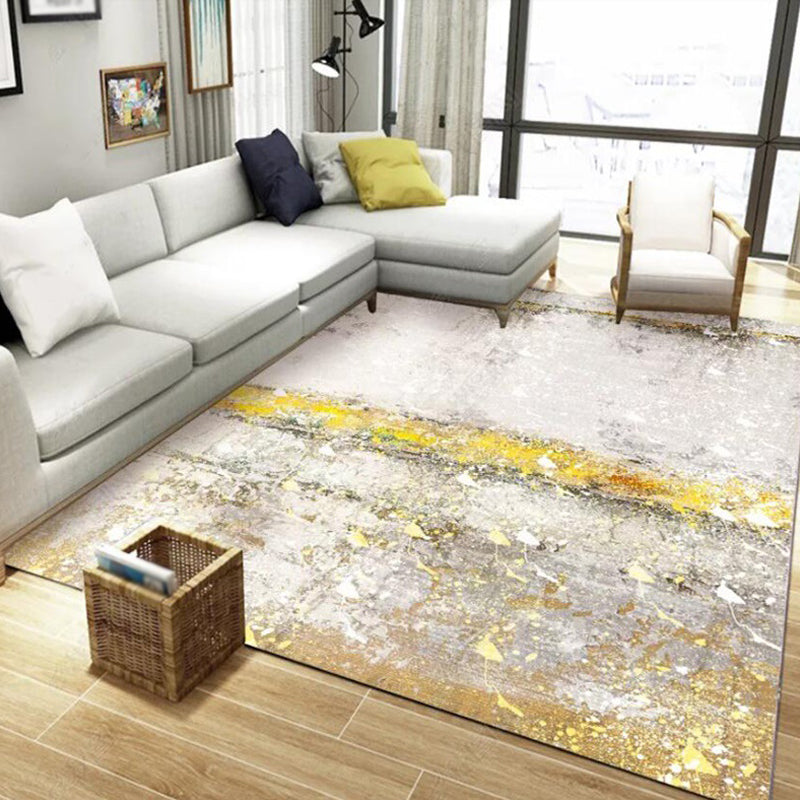 Avtoit | Stylish Gold Modern Rug Synthetic Abstract Rug Non-Slip Pet-Friendly Washable Rug for the Living Room