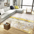 Avtoit | Stylish Gold Modern Rug Synthetic Abstract Rug Non-Slip Pet-Friendly Washable Rug for the Living Room