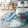 Avtoit | Simple Abstract Area Rug Green and Blue Modernist Carpet Polyester Non-Slip Pet-Friendly Washable Rug for the Living Room