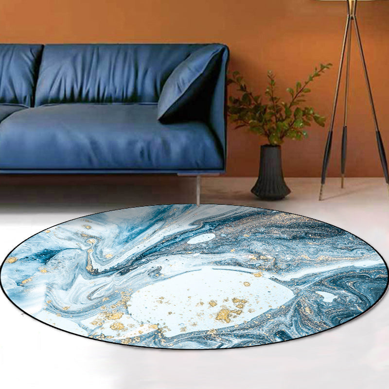 Avtoit | Simple Abstract Area Rug Green and Blue Modernist Carpet Polyester Non-Slip Pet-Friendly Washable Rug for the Living Room