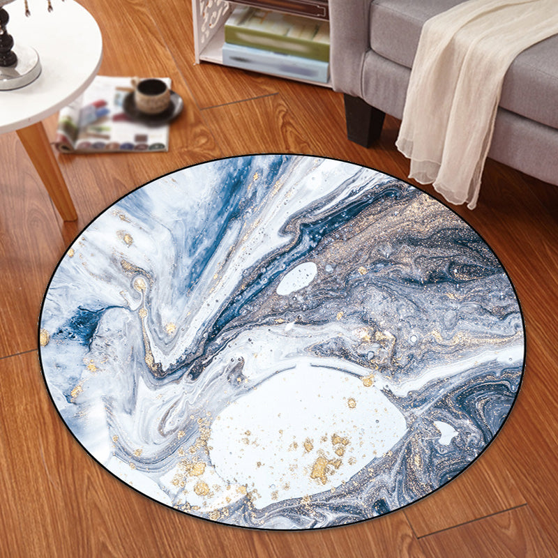 Avtoit | Simple Abstract Area Rug Green and Blue Modernist Carpet Polyester Non-Slip Pet-Friendly Washable Rug for the Living Room