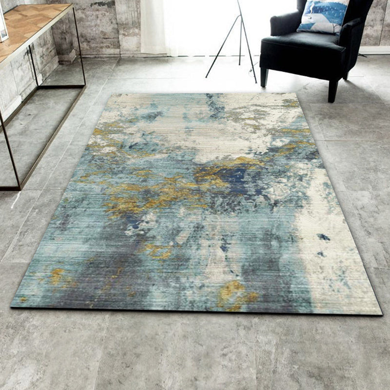 Avtoit | Green Living Room Carpet Industrial Abstract Carpet Polyester Machine Washable Non-Slip Backing Rug