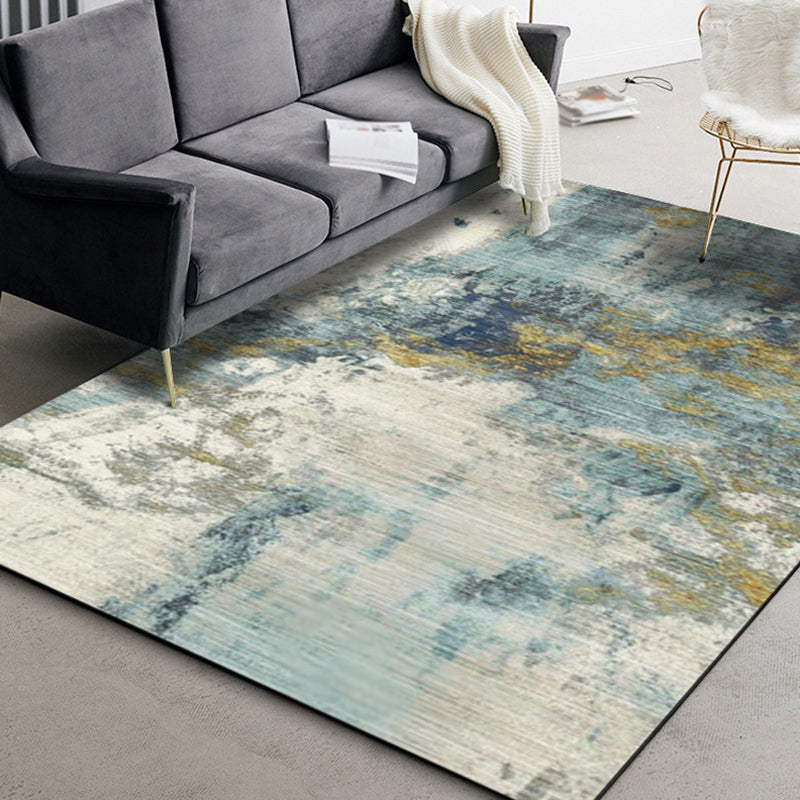 Avtoit | Green Living Room Carpet Industrial Abstract Carpet Polyester Machine Washable Non-Slip Backing Rug