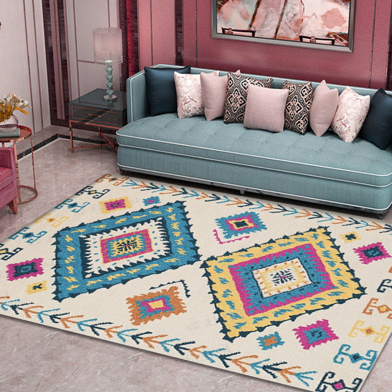 Avtoit | Southwestern Tribal Pattern Carpet Multicolor Polyester Carpet Non-Slip Background Pet-Friendly Washable Carpet for Home