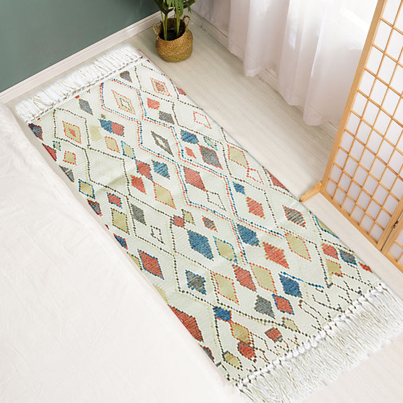 Avtoit | Multicolor Tribal Pattern Rug Cotton Southwestern Rug Washable Non-Slip Pet-Friendly Rug for the Living Room