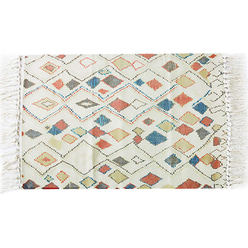 Avtoit | Multicolor Tribal Pattern Rug Cotton Southwestern Rug Washable Non-Slip Pet-Friendly Rug for the Living Room