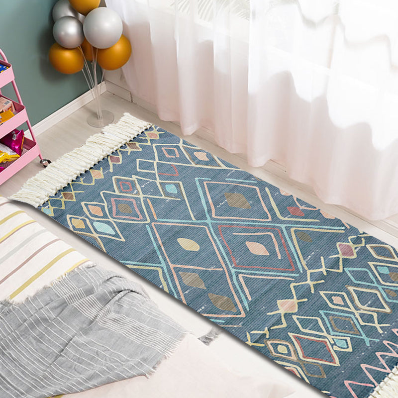 Avtoit | Multicolor Tribal Pattern Rug Cotton Southwestern Rug Washable Non-Slip Pet-Friendly Rug for the Living Room