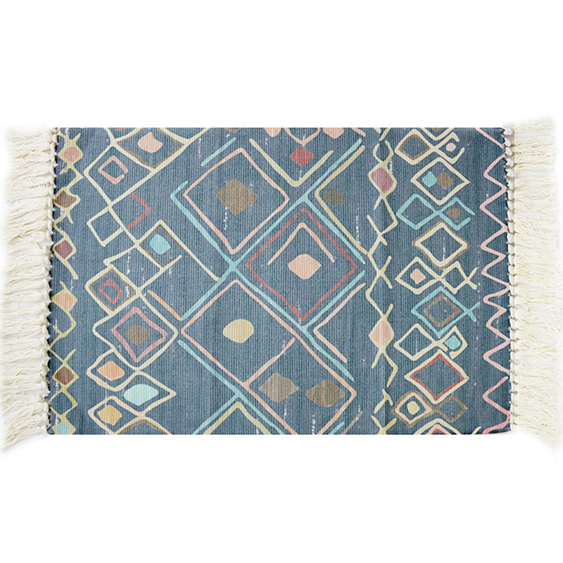 Avtoit | Multicolor Tribal Pattern Rug Cotton Southwestern Rug Washable Non-Slip Pet-Friendly Rug for the Living Room