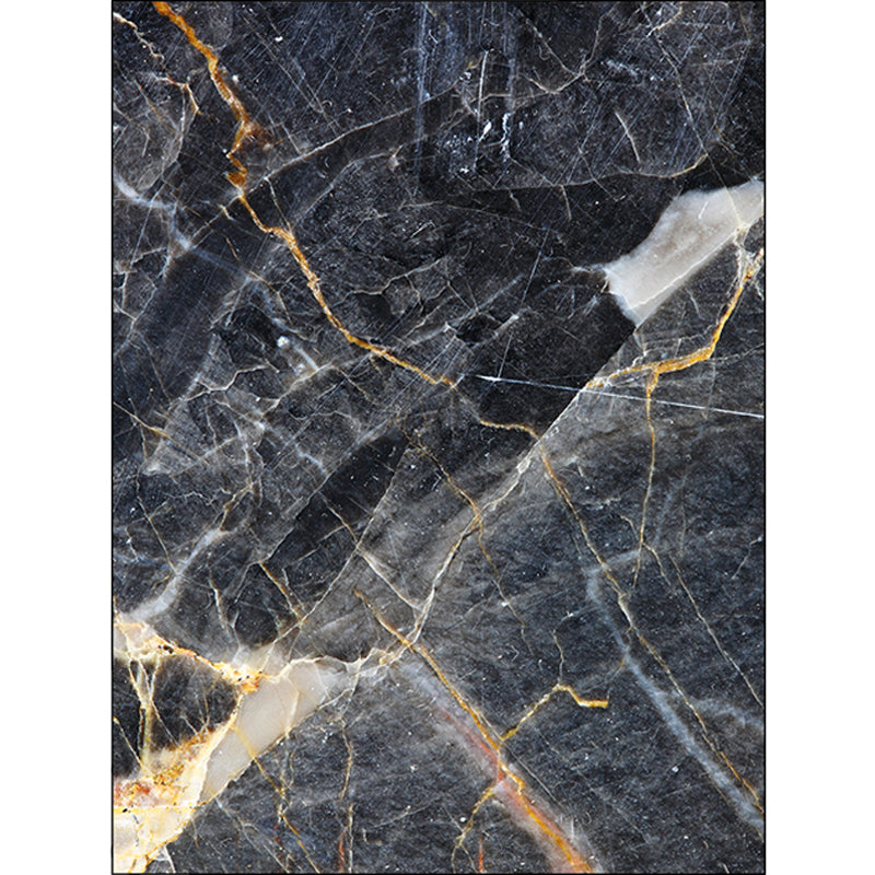 Avtoit | Black Living Room Rug Modernism Marble Surface Pattern Rug Polyester Machine Washable Non-Slip Backing Rug