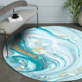 Avtoit | Modern Watercolor Pattern Area Rug Blue Polyester Carpet Non-Slip Pet-Friendly Washable Rug for Study
