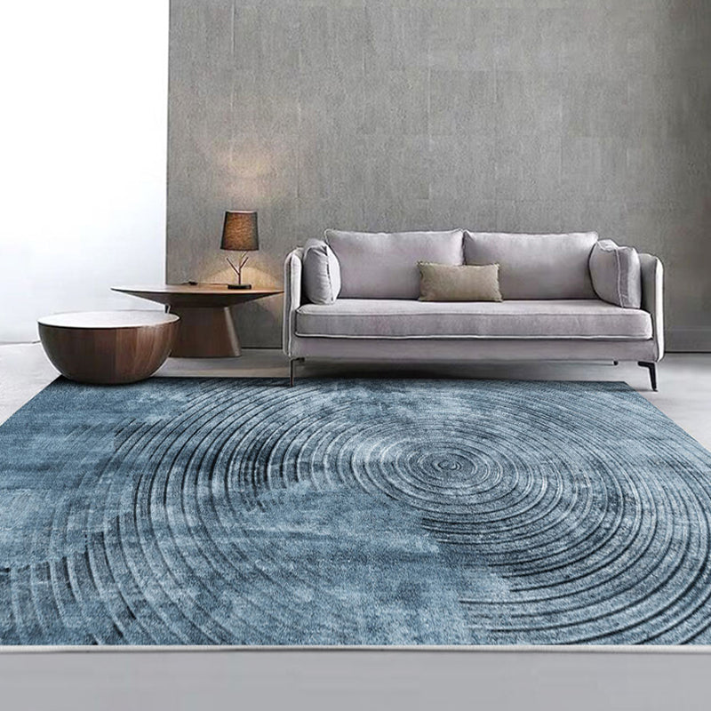 Avtoit | Blue concentric circle pattern rug Synthetic industrial rug Washable Non-slip backing rug for decoration