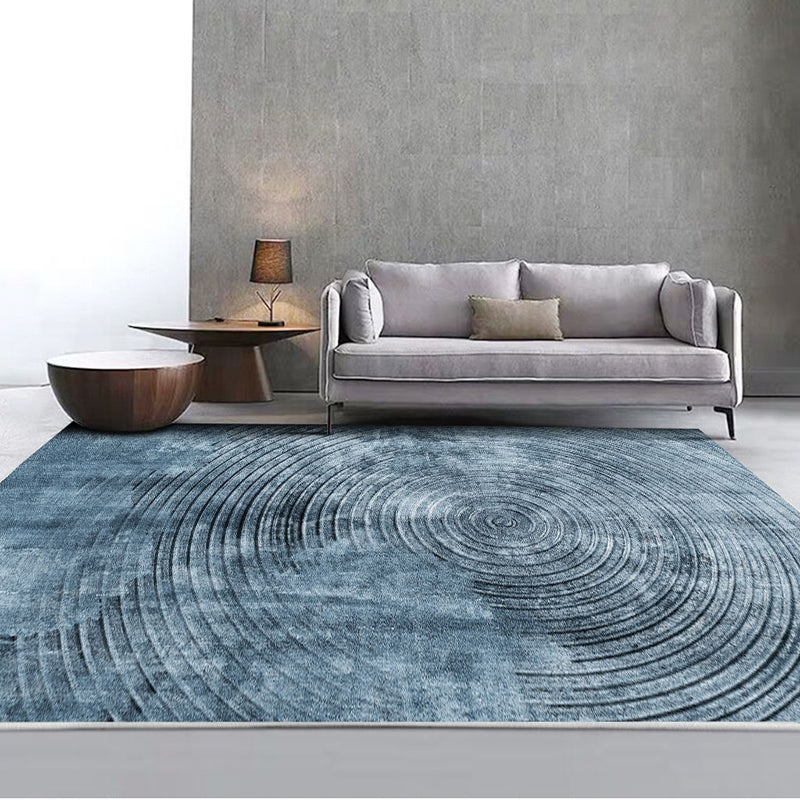Avtoit | Blue concentric circle pattern rug Synthetic industrial rug Washable Non-slip backing rug for decoration