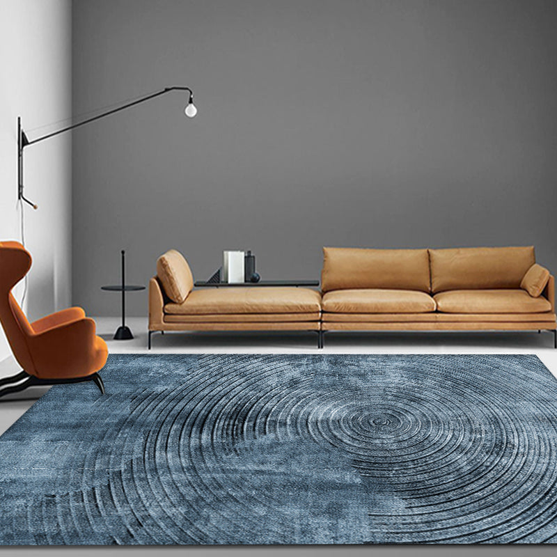 Avtoit | Blue concentric circle pattern rug Synthetic industrial rug Washable Non-slip backing rug for decoration