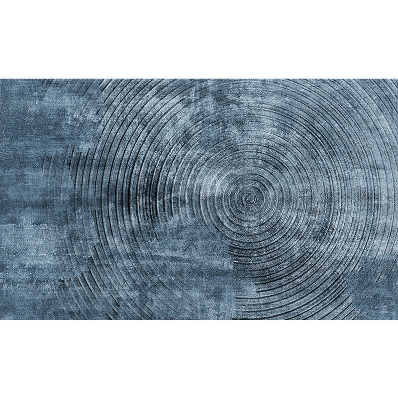 Avtoit | Blue concentric circle pattern rug Synthetic industrial rug Washable Non-slip backing rug for decoration