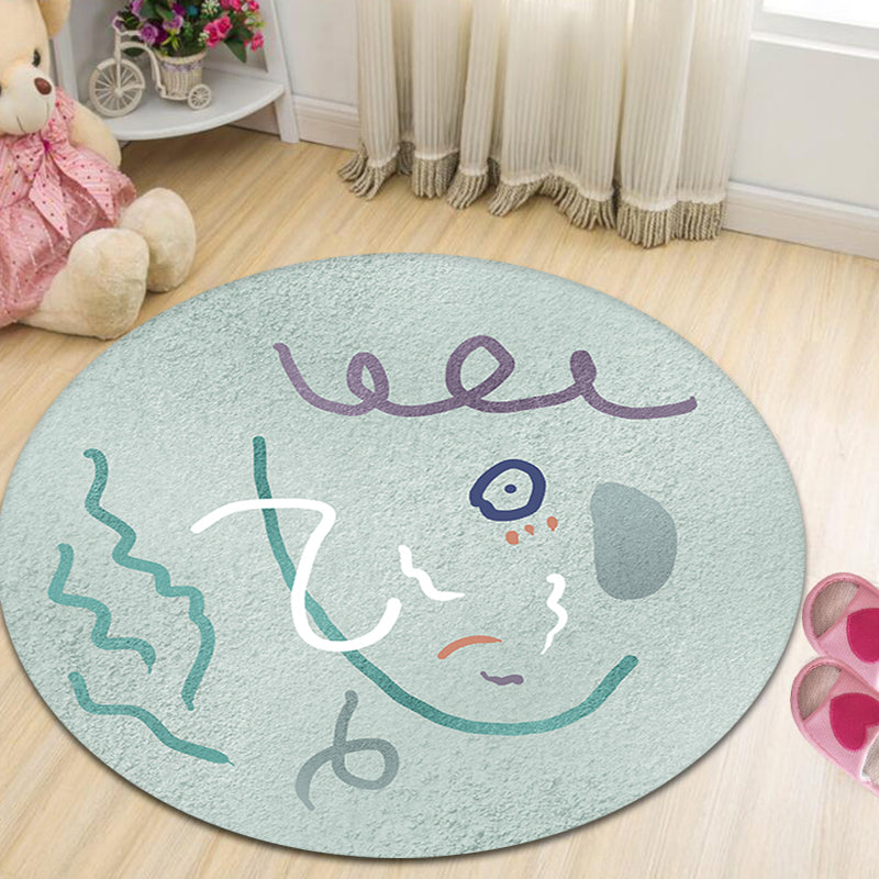 Avtoit | Light Green Study Area Rug New Abstract Pattern Rug Polyester Machine Washable Non-Slip Backing Rug
