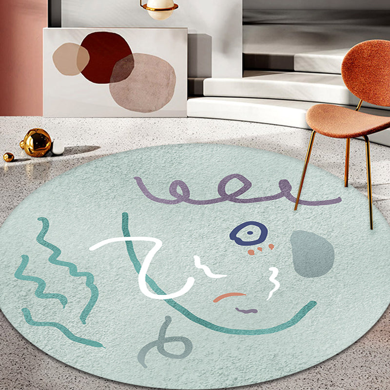 Avtoit | Light Green Study Area Rug New Abstract Pattern Rug Polyester Machine Washable Non-Slip Backing Rug