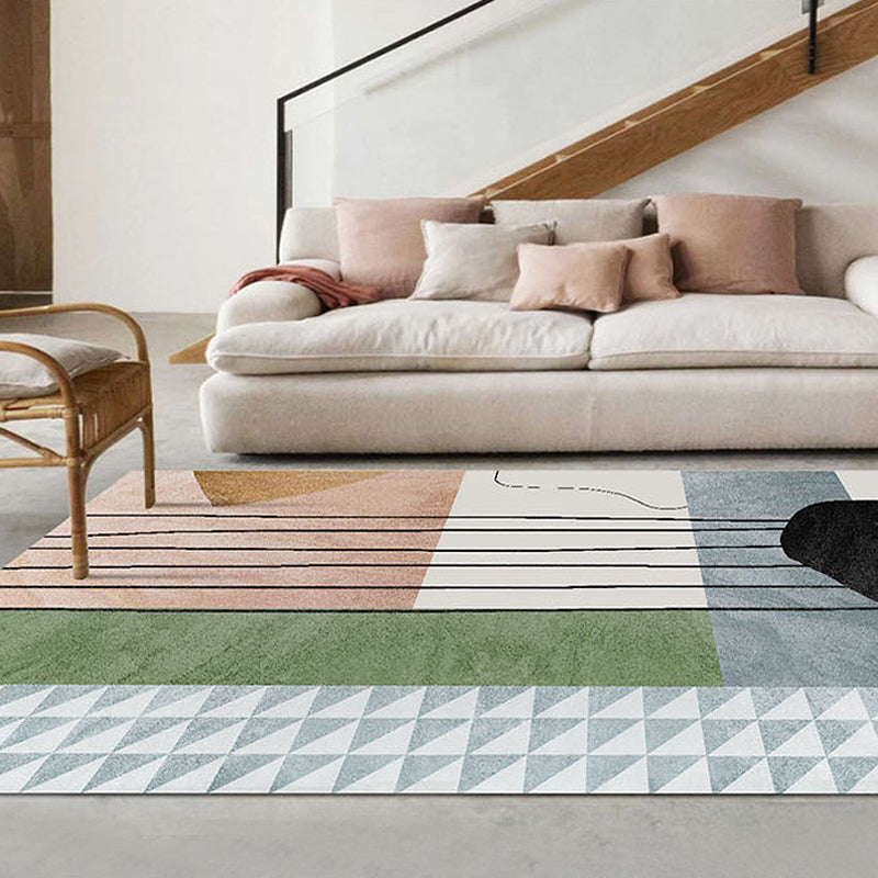 Avtoit | Modernist Abstract Area Rug Multicolor Polyester Rug Non-slip Pet-friendly Washable Area Rug for Living Room