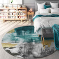 Avtoit | Industrial Abstract Carpet Blue Polyester Rug Non-Slip Pet-Friendly Washable Rug for Home